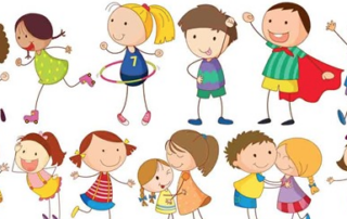 Illustration of kids dancing and moving