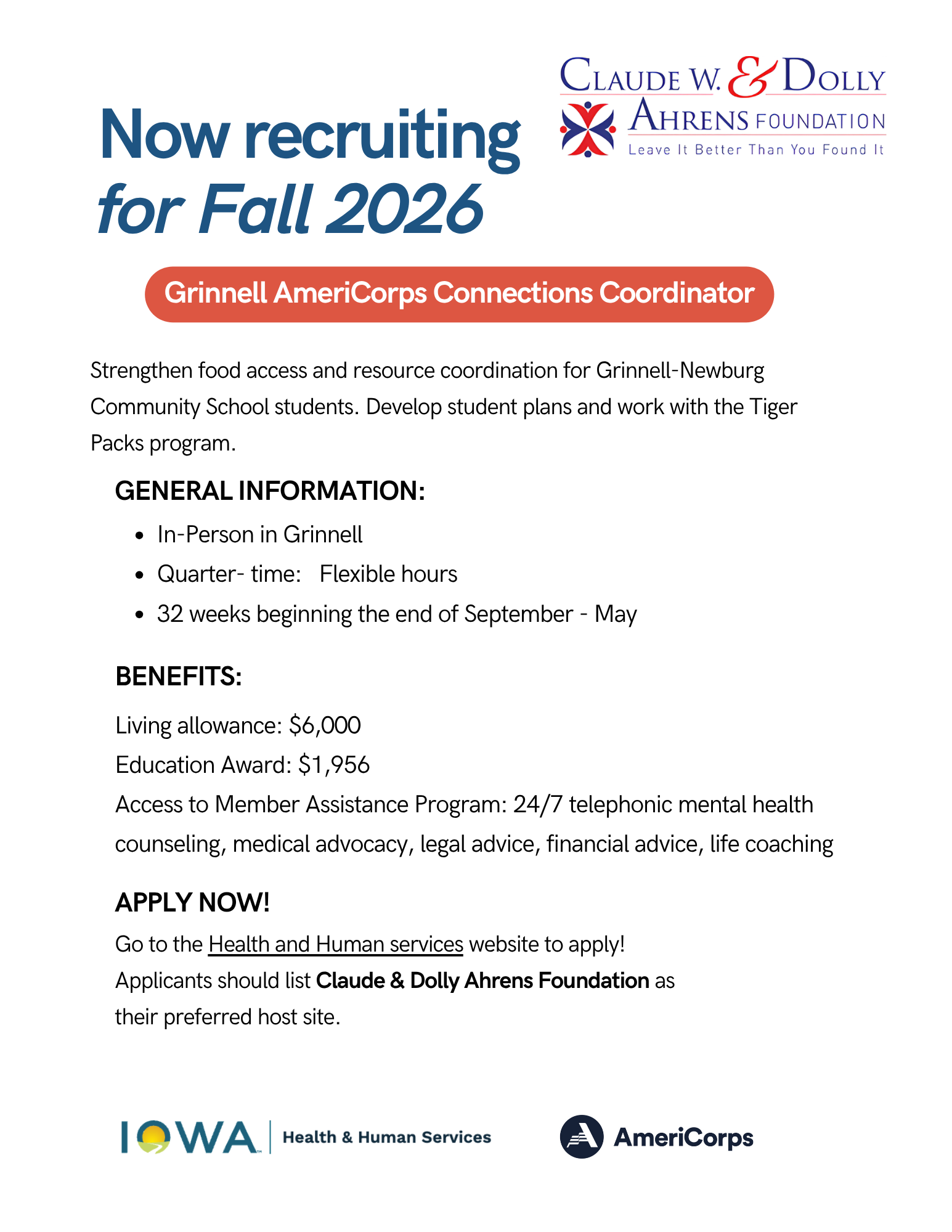 AmeriCorps recruitment flyer